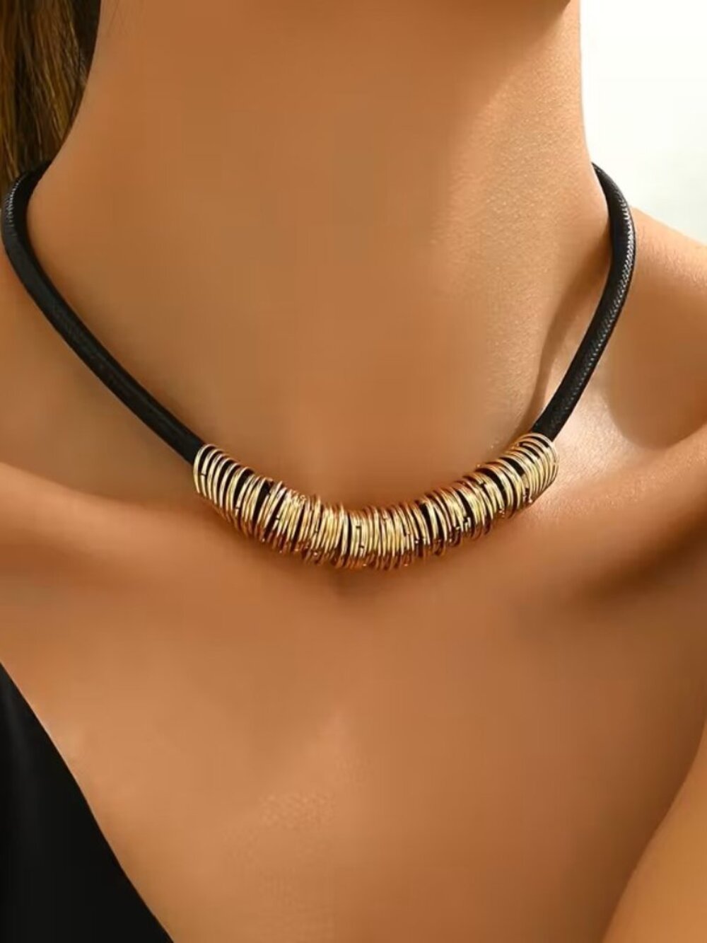 Gold Womens Statement Choker Necklace Boho Ring Collar Cord Fashion Jewelry Gift